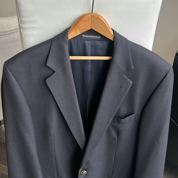 Oscar De La Renta Single Breast 2 Button Black Blazer Men Size 44 Tall - Picture 7 of 17